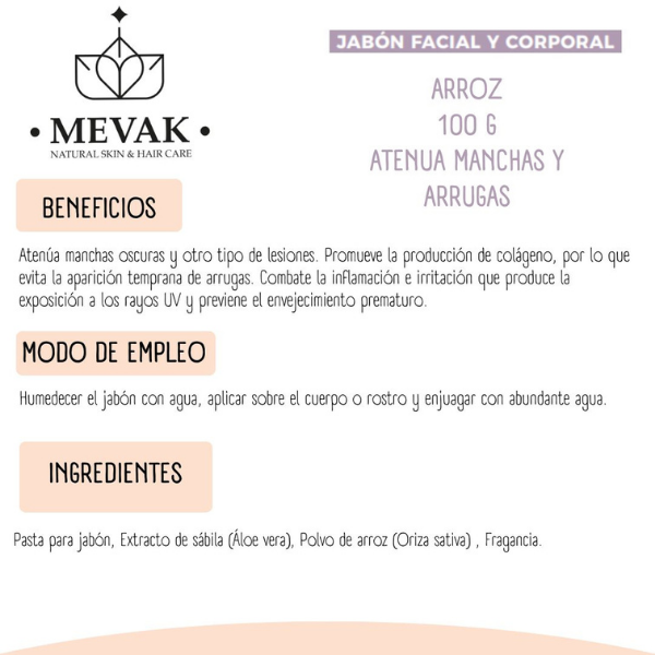 Jabón Facial y Corporal de Arroz 100 g