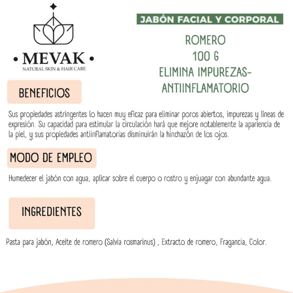 Jabón Facial y Corporal de Romero 100g