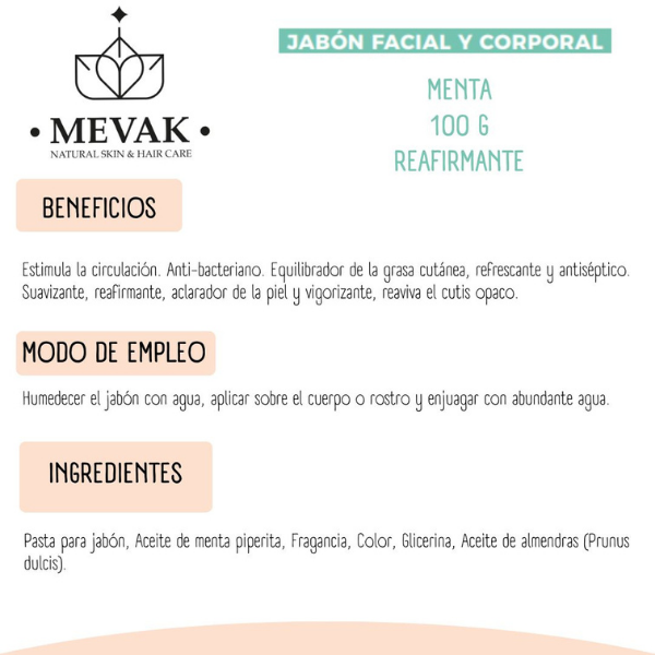 Jabón Facial y Corporal de Menta 100g