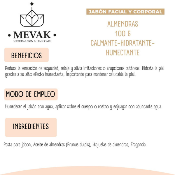Jabón Facial y Corporal de Almendras 100g