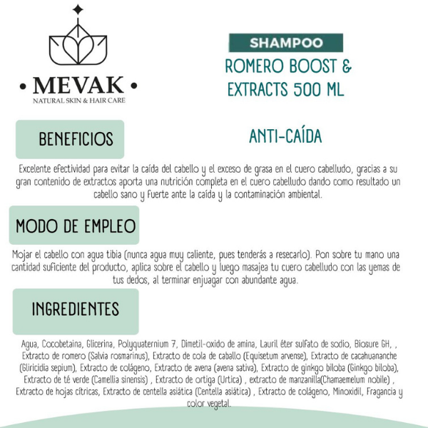 Shampoo Romero Boost & Extracts 500 ml
