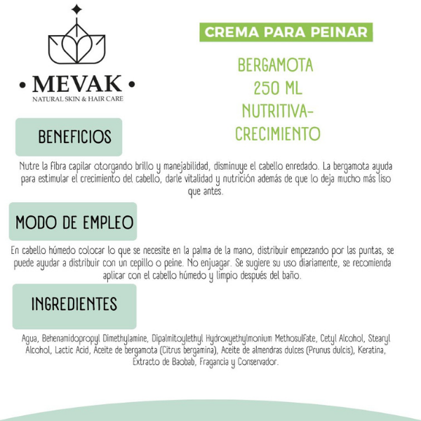 Crema para peinar de Bergamota 250 ml