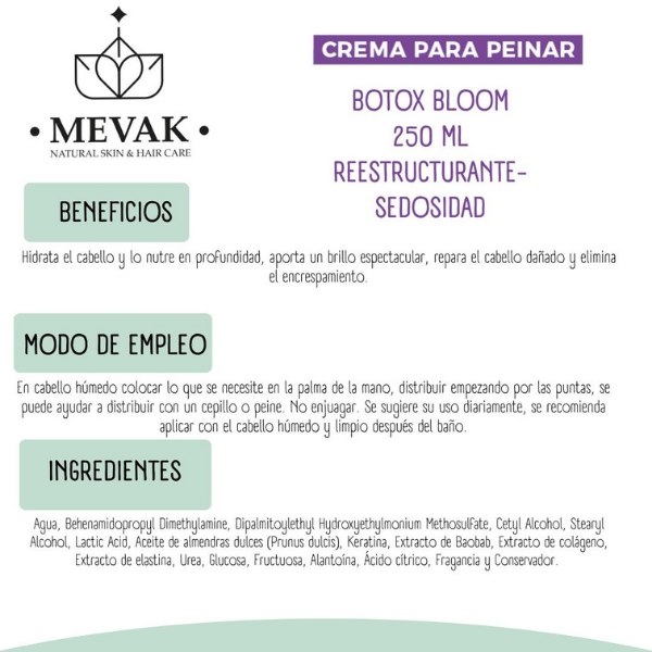 Crema para peinar Botox Bloom 250 ml