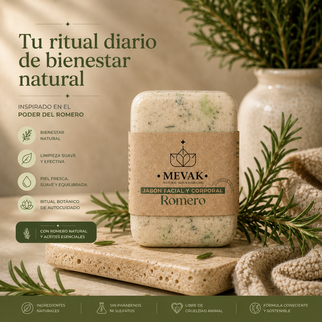 Jabón Facial y Corporal de Romero 100g