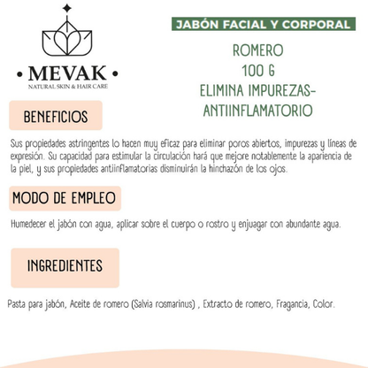 Jabón Facial y Corporal de Romero 100g