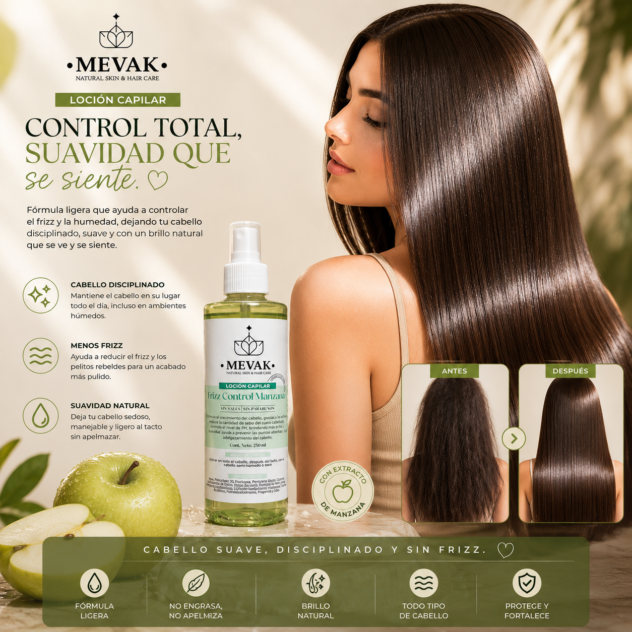 Loción capilar Frizz Control Manzana 250 ml