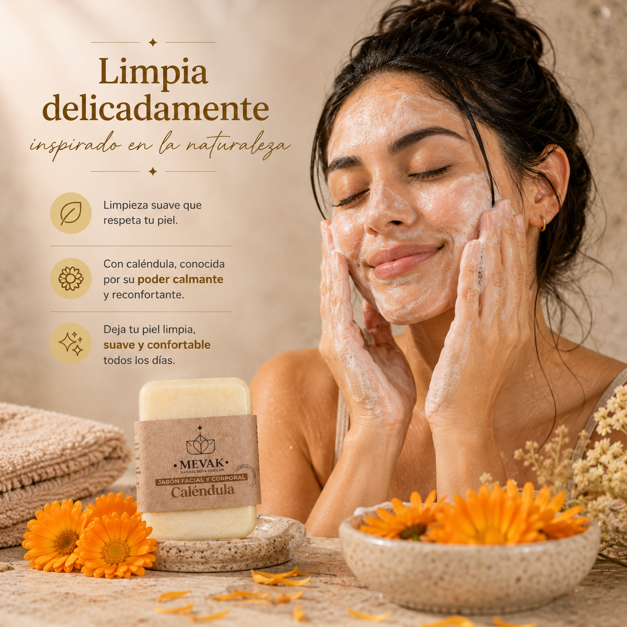 Jabón Facial y Corporal de Caléndula 100g