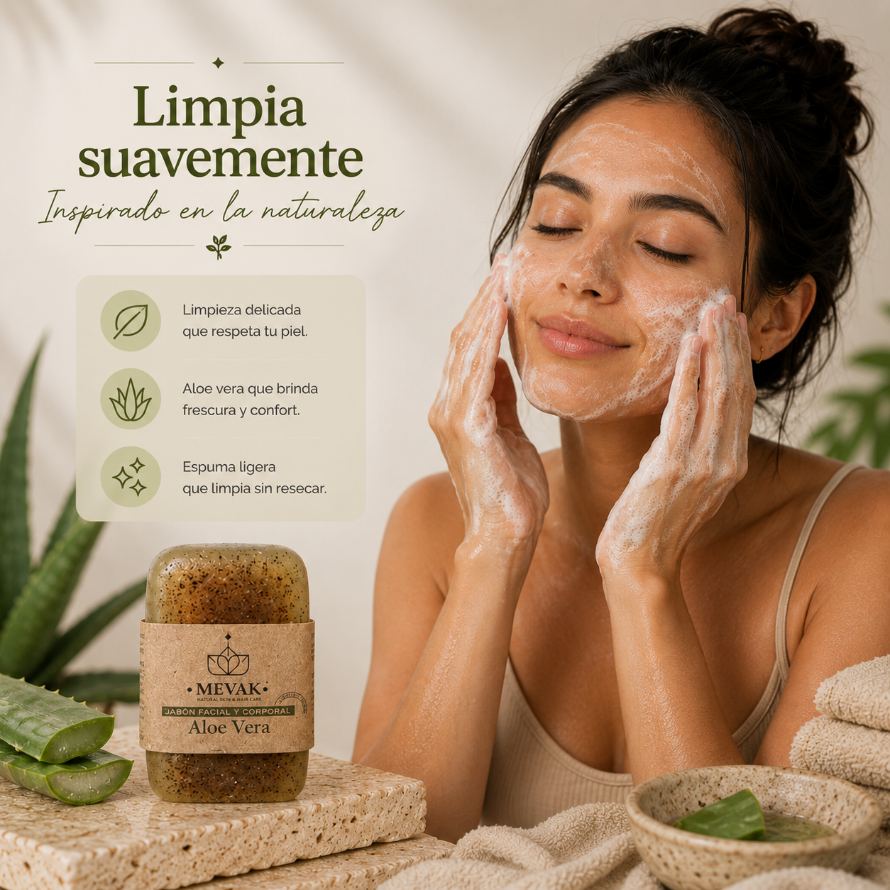 Jabón Facial y Corporal de Aloe Vera 100g