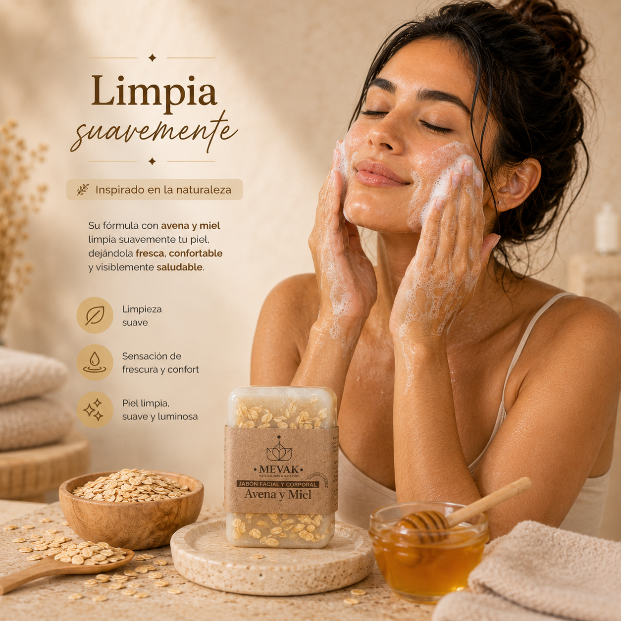 Jabón Facial y Corporal de Avena y Miel 100 g
