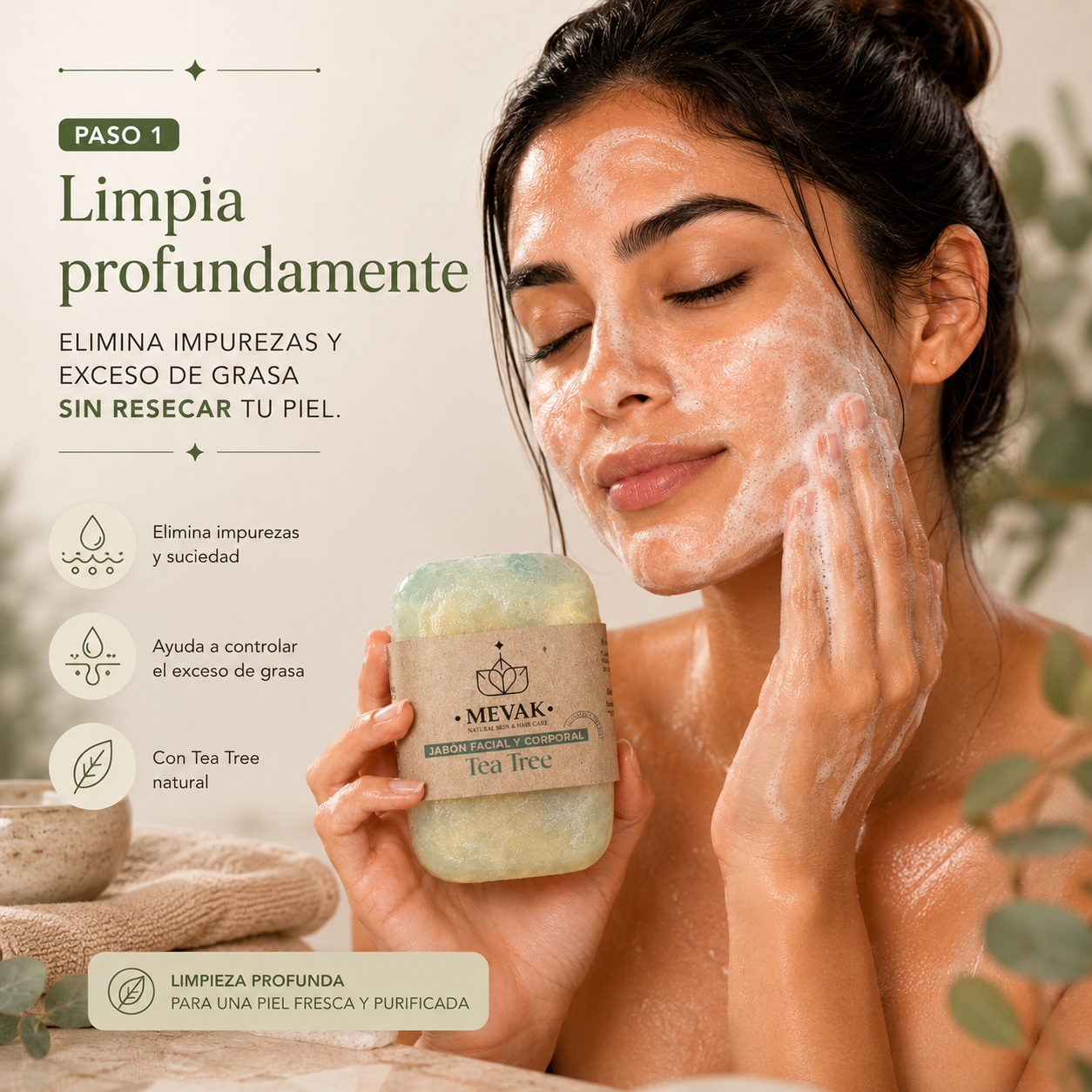 Jabón Facial y Corporal de Tea Tree 100g