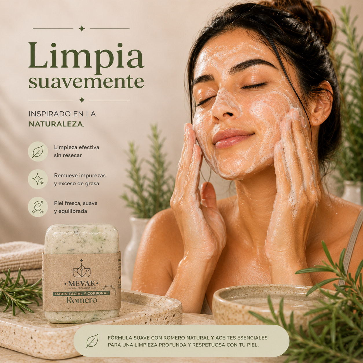 Jabón Facial y Corporal de Romero 100g