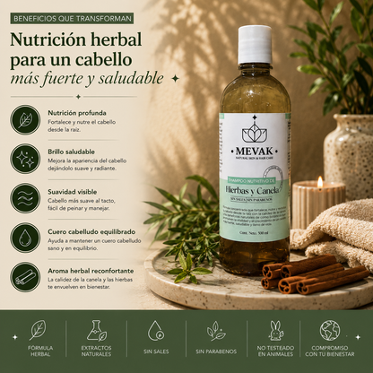 Shampoo Nutritivo de Hierbas y Canela 500 ml