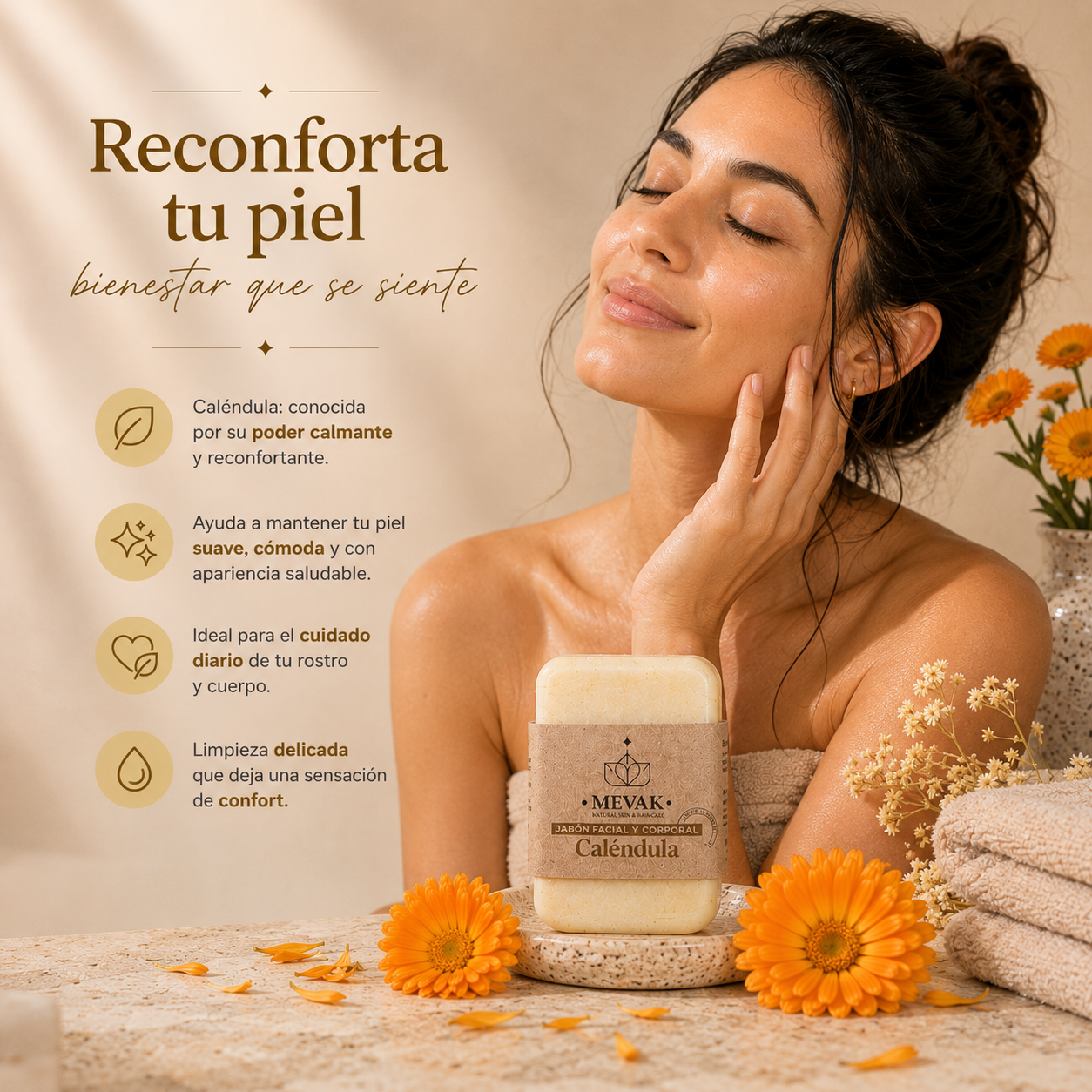 Jabón Facial y Corporal de Caléndula 100g