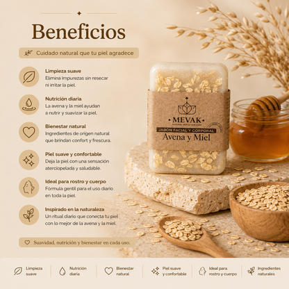 Jabón Facial y Corporal de Avena y Miel 100 g