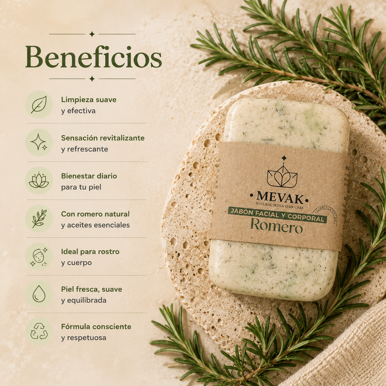 Jabón Facial y Corporal de Romero 100g