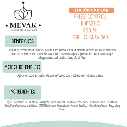 Loción capilar Frizz Control Durazno 250 ml