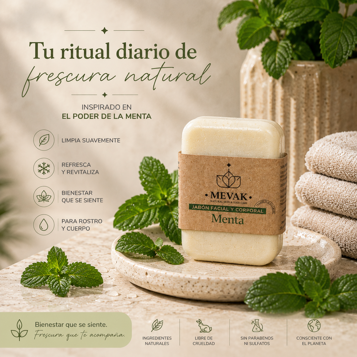 Jabón Facial y Corporal de Menta 100g