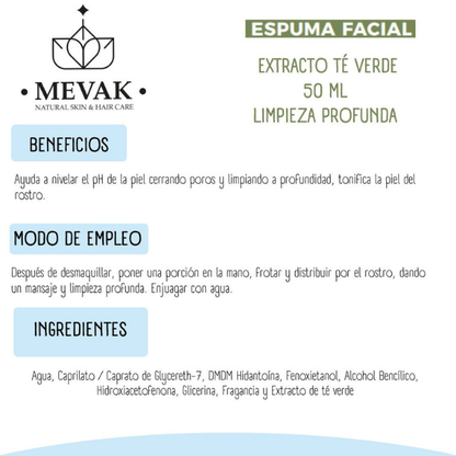 Espuma Facial de Extracto de Té Verde 50 ml