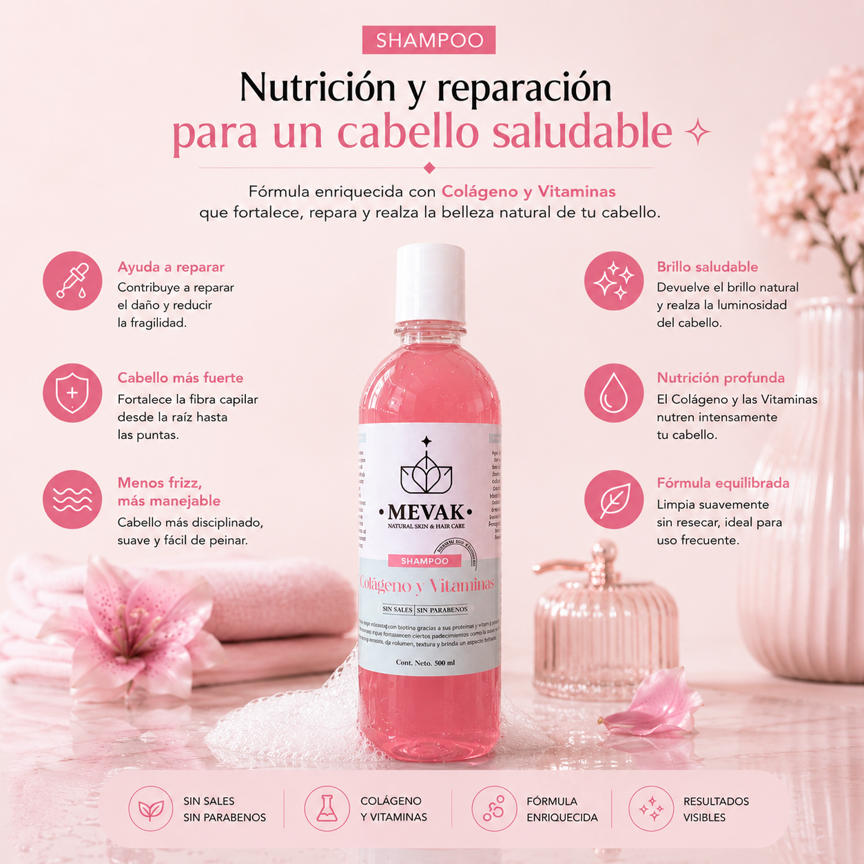 Shampoo Colágeno y Vitaminas 500 ml
