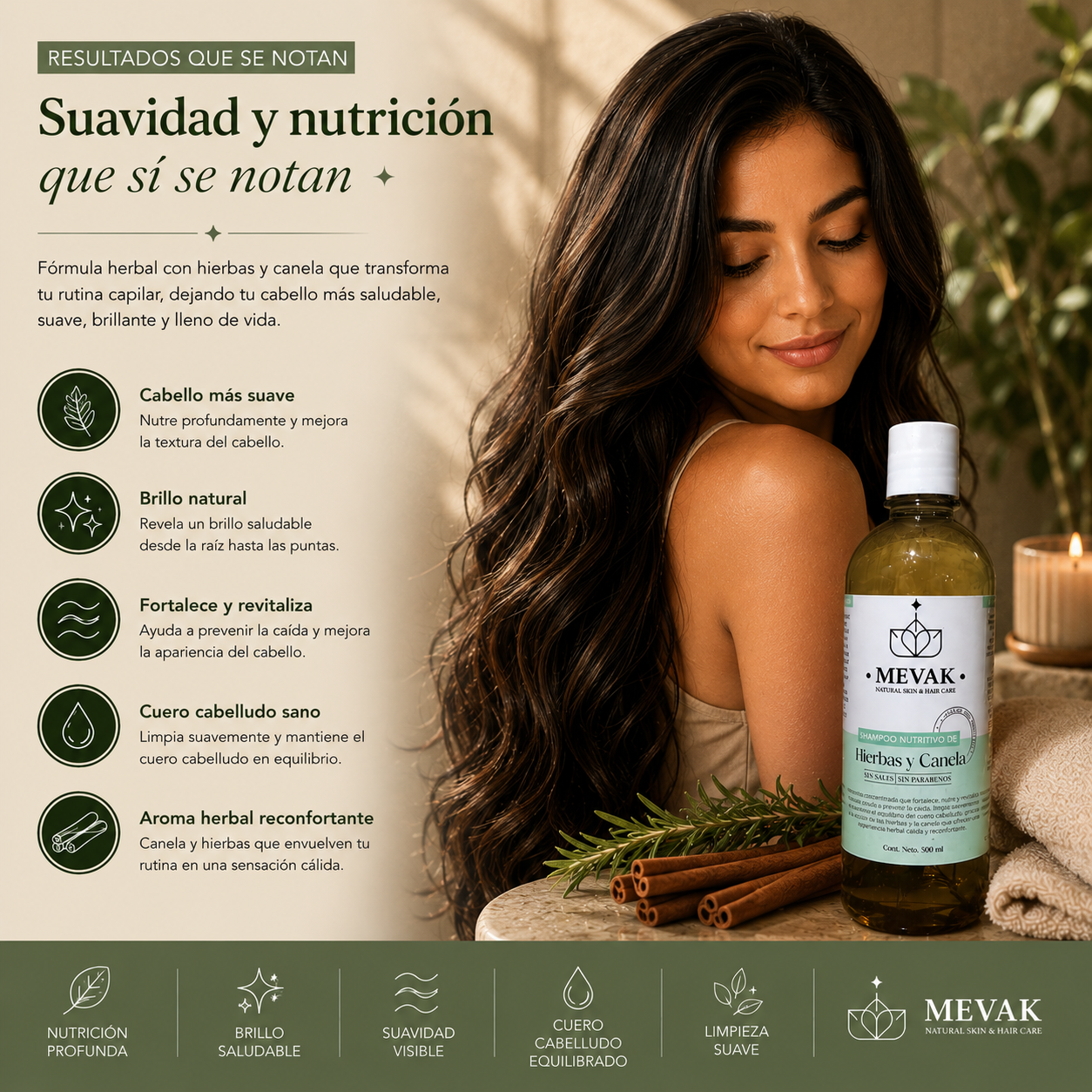 Shampoo Nutritivo de Hierbas y Canela 500 ml