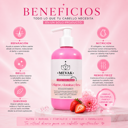 Crema para peinar de Colágeno, Vitaminas y Fresa 250ml