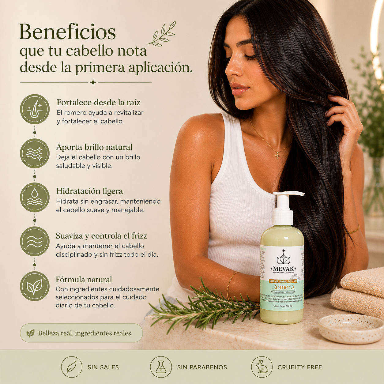 Crema para peinar de Romero 250 ml