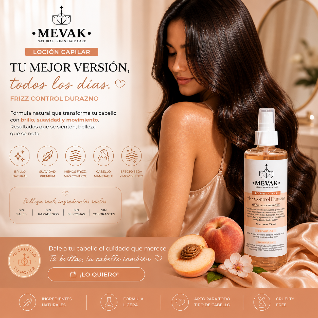 Loción capilar Frizz Control Durazno 250 ml