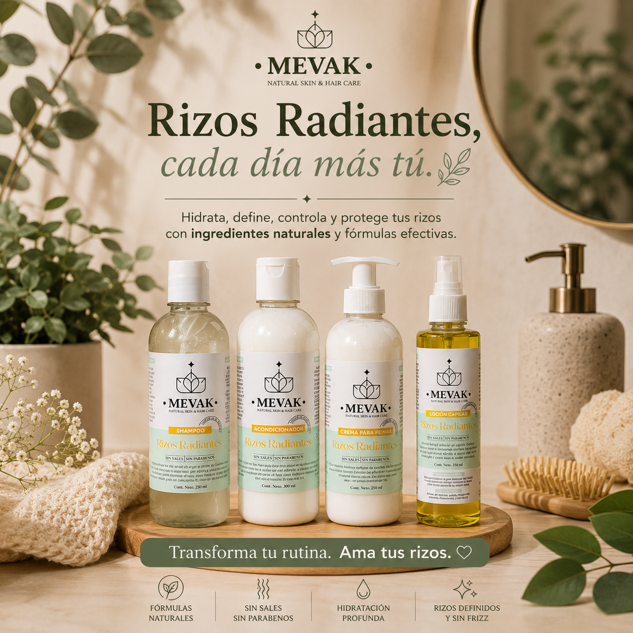 🌿 Ritual Capilar Rizos Radiantes MEVAK