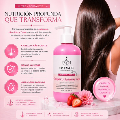 Crema para peinar de Colágeno, Vitaminas y Fresa 250ml