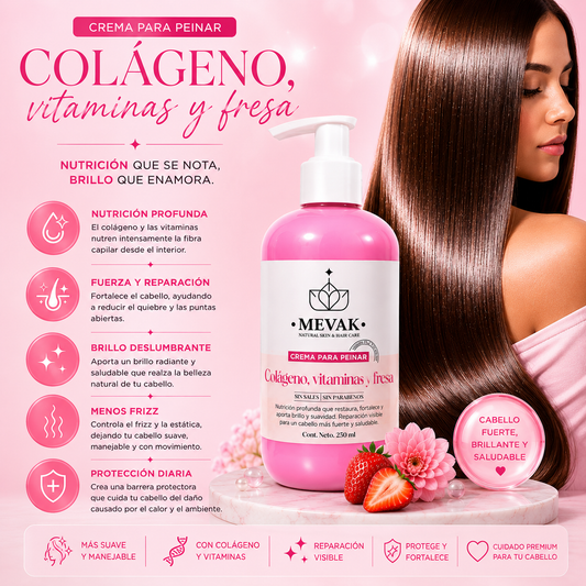 Crema para peinar de Colágeno, Vitaminas y Fresa 250ml