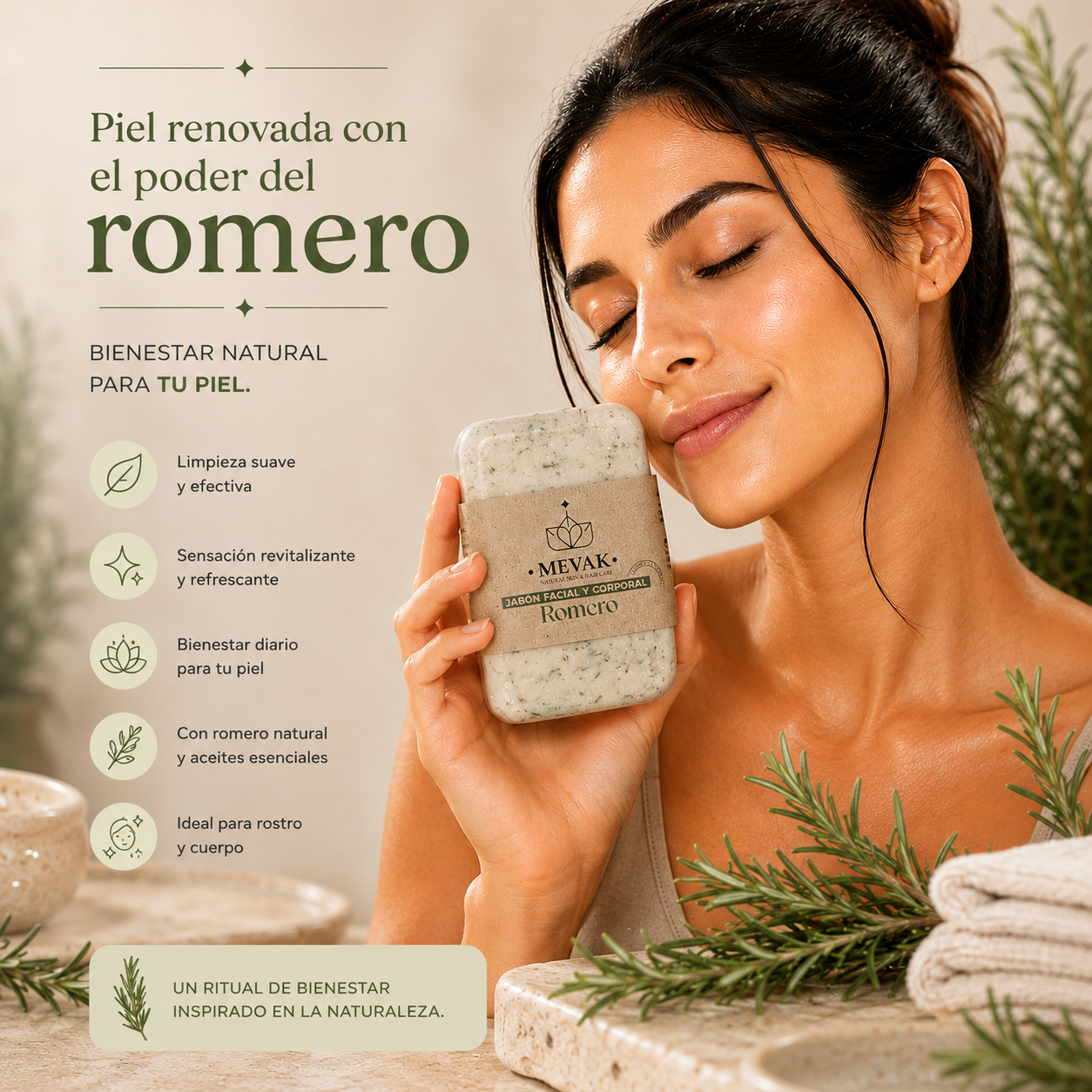 Jabón Facial y Corporal de Romero 100g