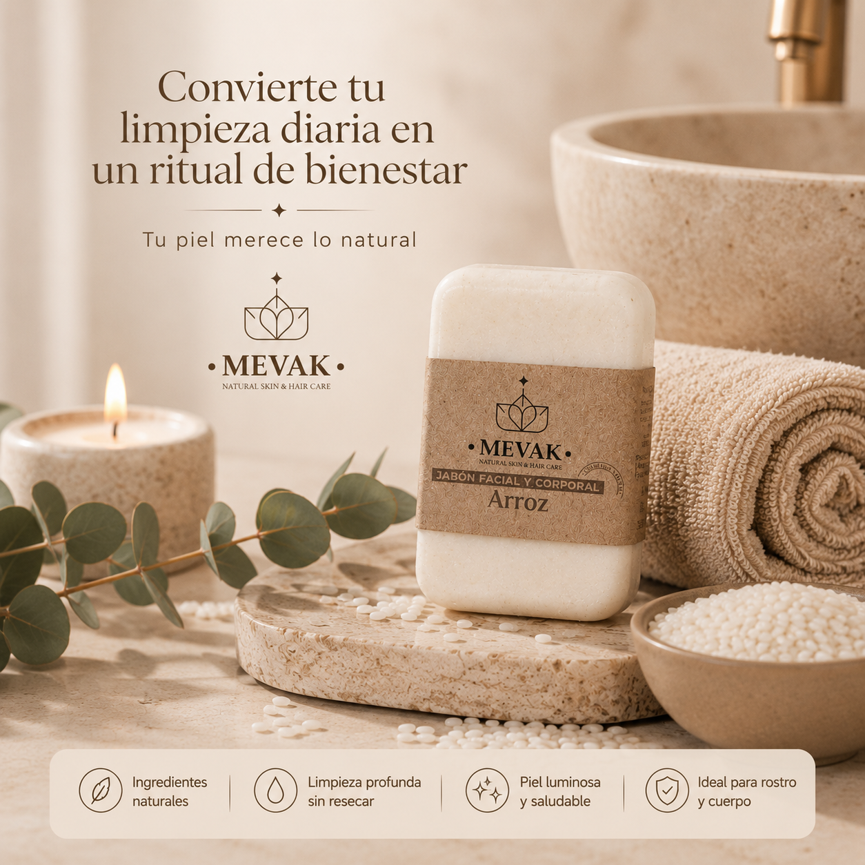 Jabón Facial y Corporal de Arroz 100 g